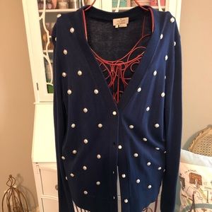 Kate Spade Pearl and Navy Cardigan Size Large